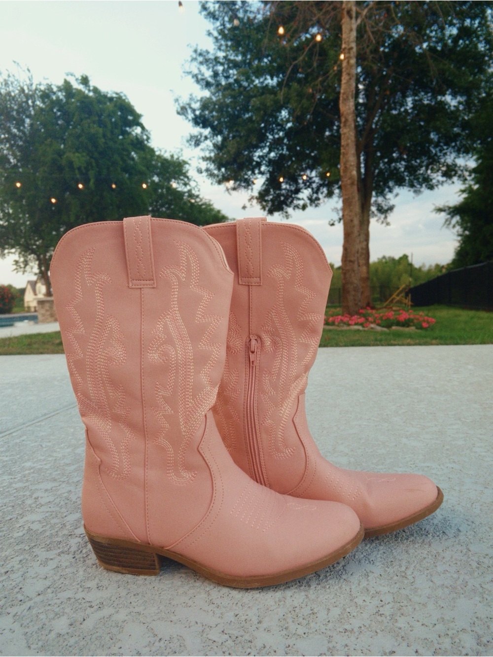 vodvob Kids Pink Western Zip-Up Cowboy Boots